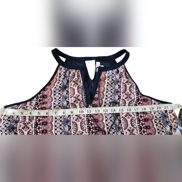 Charming Charlie Sleeveless Navy Print Boho Tassle-Tie Dress Women's XL - Picture 9 of 9